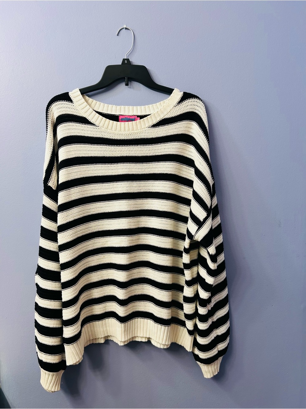 Black & Cream Striped Cotton Sweater